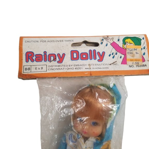 Vintage Doll Rainy Dolly in Packaging Hong Kong Vinyl Freckles Blue Eyes Retro - Picture 2 of 9